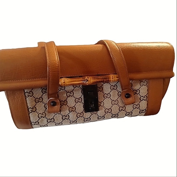 Gucci Handbags - ✨️ GUCCI Canvas & Leather Monogram Bullet Bamboo Satchel bag ✨️👜